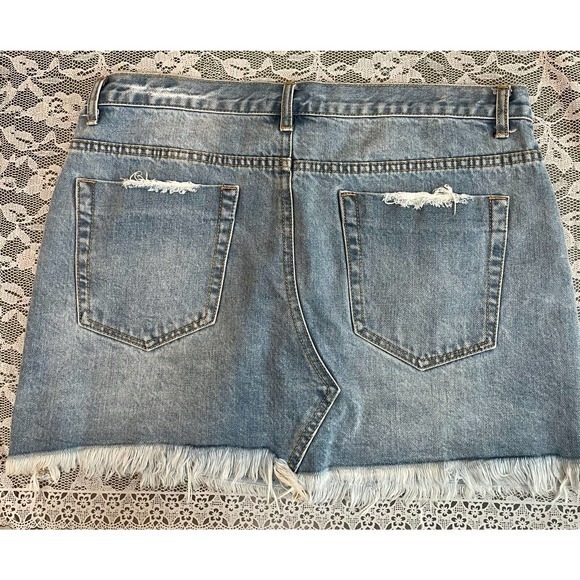 REVOLVE By The Way Distressed Denim Skirt Size 30 - Picture 2 of 6